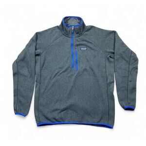 Patagonia 1/4 Zip Fleece Pullover Gray Blue Trim XL